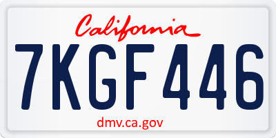 CA license plate 7KGF446