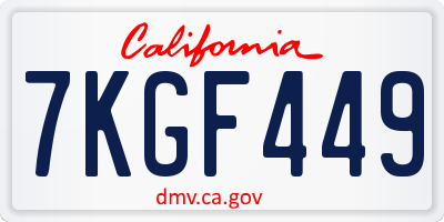 CA license plate 7KGF449