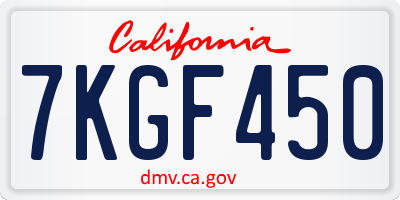 CA license plate 7KGF450