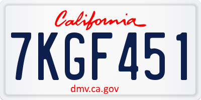 CA license plate 7KGF451