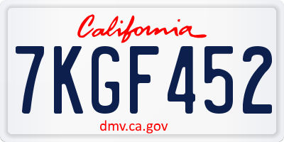CA license plate 7KGF452