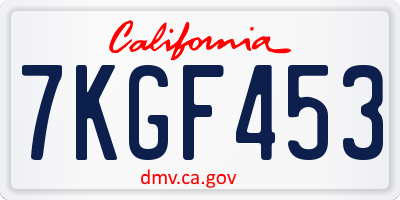 CA license plate 7KGF453