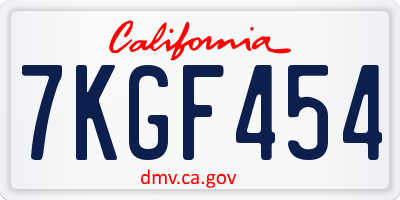CA license plate 7KGF454