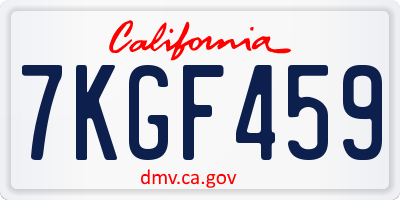 CA license plate 7KGF459