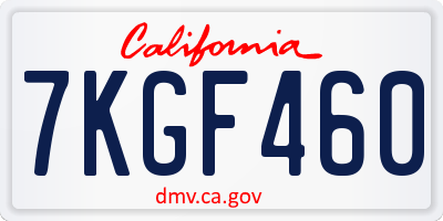CA license plate 7KGF460