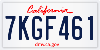 CA license plate 7KGF461
