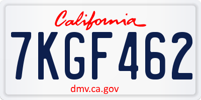 CA license plate 7KGF462