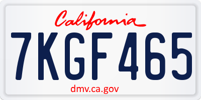 CA license plate 7KGF465