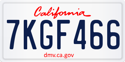 CA license plate 7KGF466