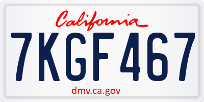 CA license plate 7KGF467