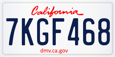 CA license plate 7KGF468