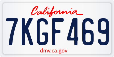 CA license plate 7KGF469