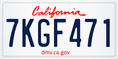 CA license plate 7KGF471