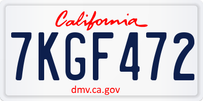CA license plate 7KGF472