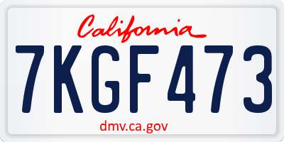 CA license plate 7KGF473