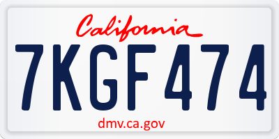 CA license plate 7KGF474