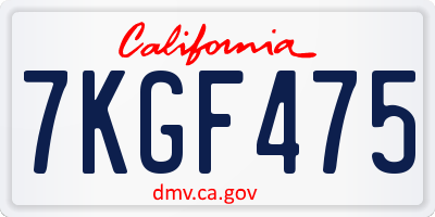 CA license plate 7KGF475