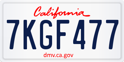 CA license plate 7KGF477
