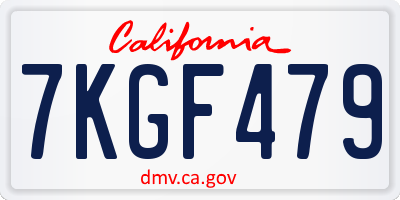CA license plate 7KGF479