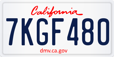 CA license plate 7KGF480