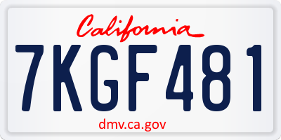 CA license plate 7KGF481