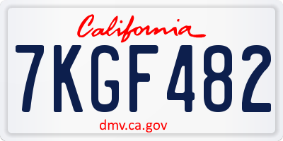CA license plate 7KGF482