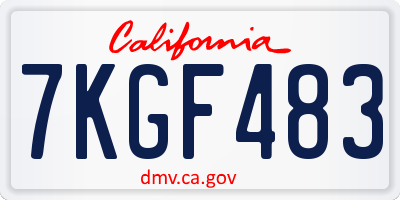 CA license plate 7KGF483