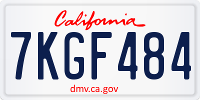 CA license plate 7KGF484