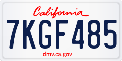 CA license plate 7KGF485