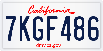 CA license plate 7KGF486