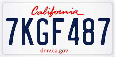 CA license plate 7KGF487