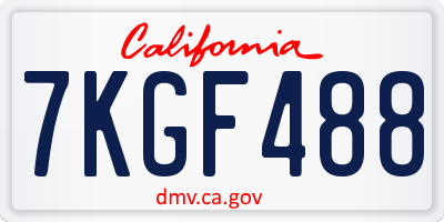 CA license plate 7KGF488