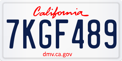 CA license plate 7KGF489