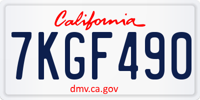 CA license plate 7KGF490