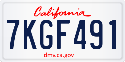 CA license plate 7KGF491