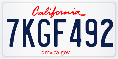 CA license plate 7KGF492