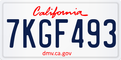 CA license plate 7KGF493