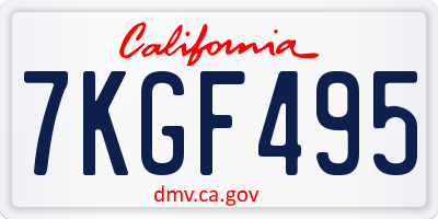 CA license plate 7KGF495