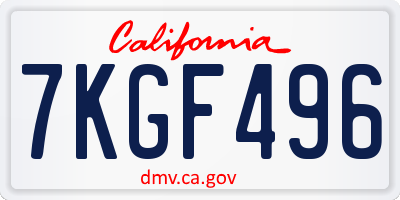 CA license plate 7KGF496