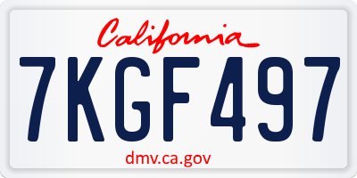 CA license plate 7KGF497