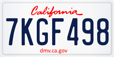 CA license plate 7KGF498
