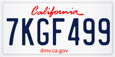 CA license plate 7KGF499