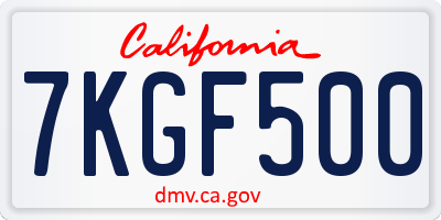 CA license plate 7KGF500