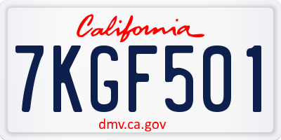 CA license plate 7KGF501
