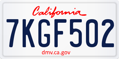CA license plate 7KGF502