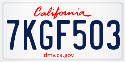 CA license plate 7KGF503