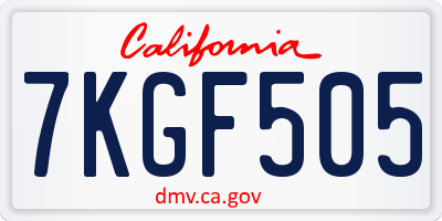 CA license plate 7KGF505