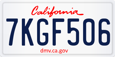 CA license plate 7KGF506