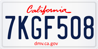 CA license plate 7KGF508