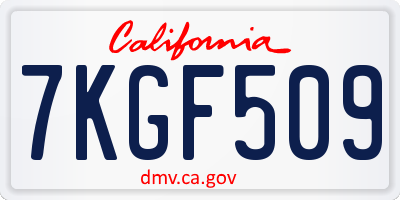 CA license plate 7KGF509